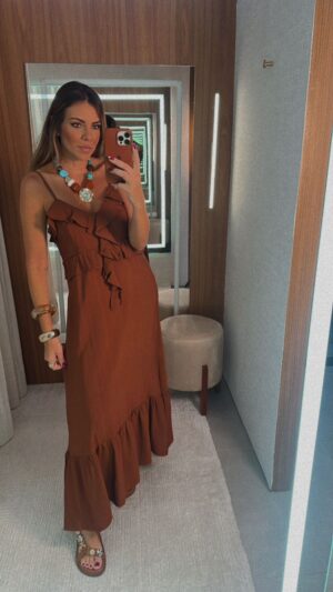 VESTIDO MIDI BABADO BUSTO