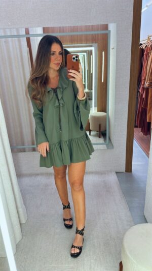 VESTIDO ML BABADO