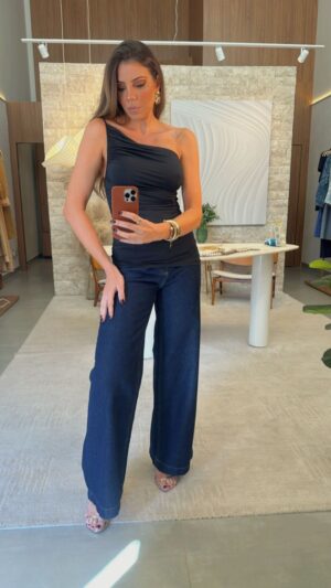 BLUSA UM OMBRO FRANZIDO